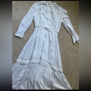 Elegant White Lace Trim Dress